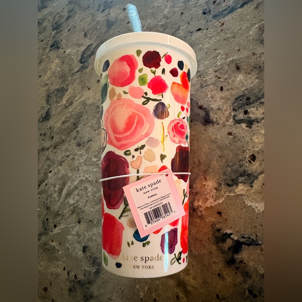NWT Kate Spade New York Insulated Tumbler with Reusable Straw - Picture 2 of 11